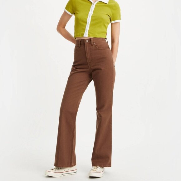 Levi's Women's 70's Movin' On High Rise Flare Jean Dark Brown Size 31 x 32 - Picture 1 of 13